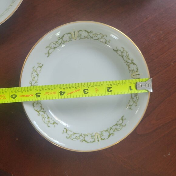 Set Of 6 Bell Fine China Dessert Berry Bowls With Gold & Green Floral Border - Picture 4 of 4